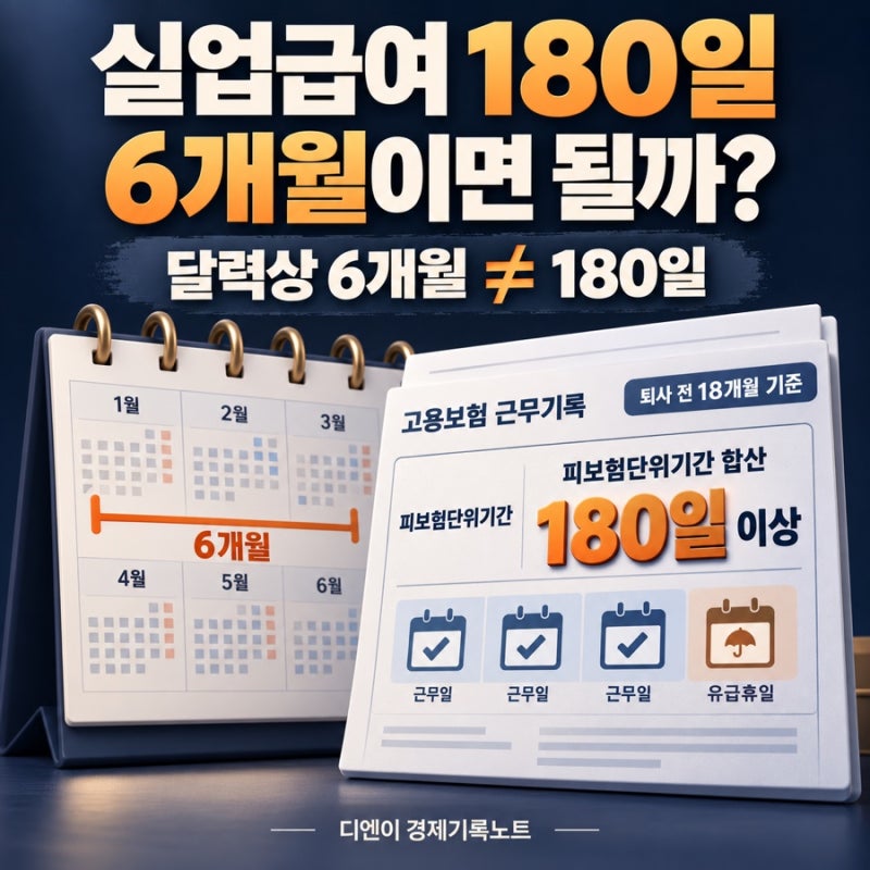 “6개월 일했다고 무조건 아니다” 실업급여 조건 180일 계산법
