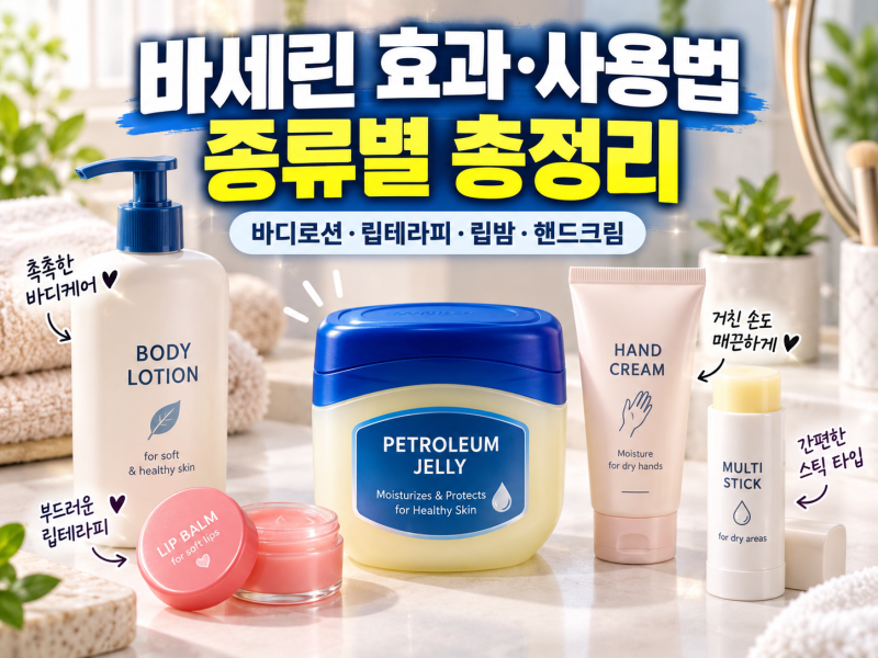 바세린 효과·사용법 총정리｜바디로션·립테라피·립밤·핸드크림·스틱 차이는?