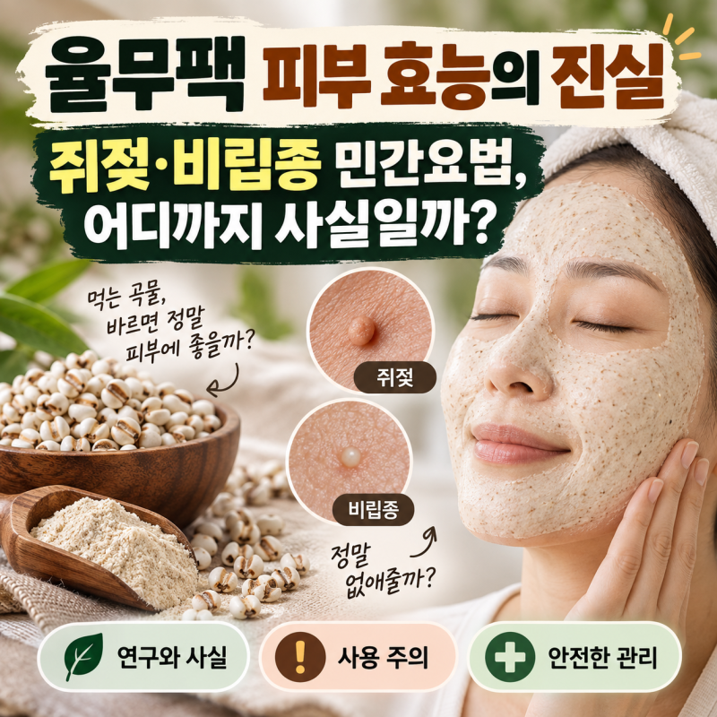 율무팩 피부 효능의 진실ㅣ쥐젖·비립종 민간요법, 어디까지 사실일까?