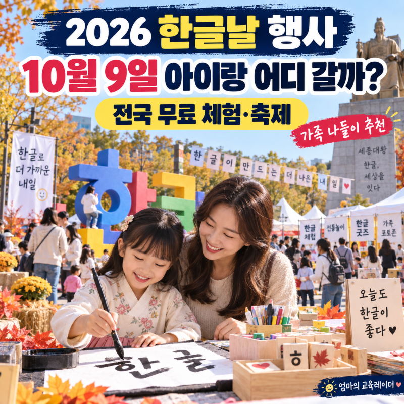 2026 한글날 행사 총정리｜10월 9일 아이랑 어디 갈까? 전국 무료 체험·축제