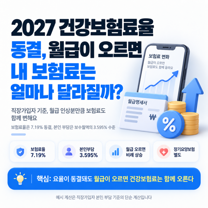 2027 건강보험료율 동결, 월급이 오르면 내 건강보험료는 얼마나 달라질까?
