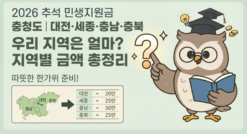 2026 추석 민생지원금 충청도｜대전·세종·충남·충북 우리 지역은 얼마?