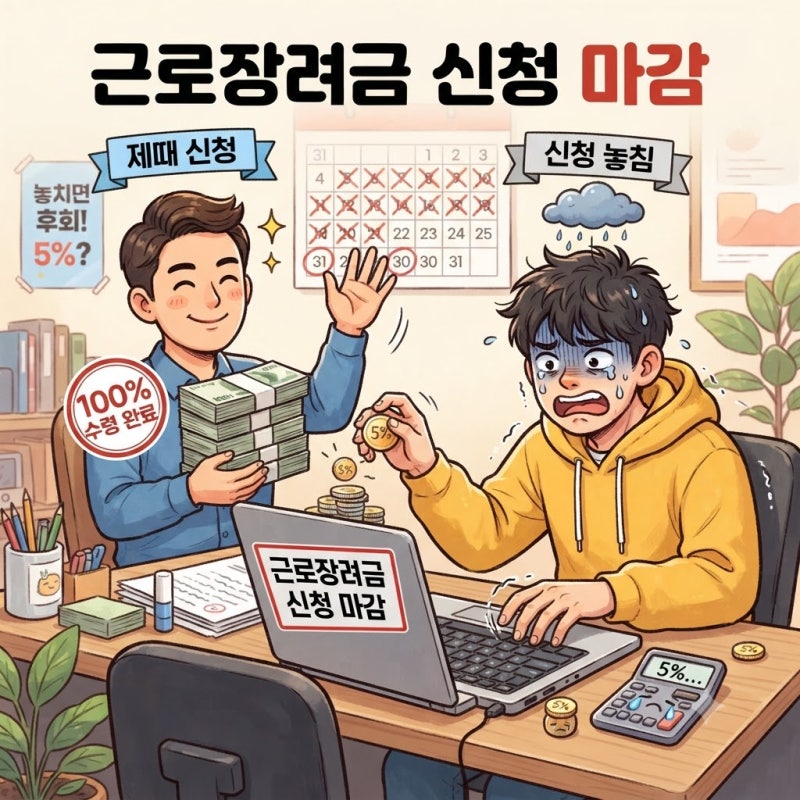 근로장려금 신청 못하면 5%만 줄어들까? 2026년 놓친 시점별 결과와 신청 기한