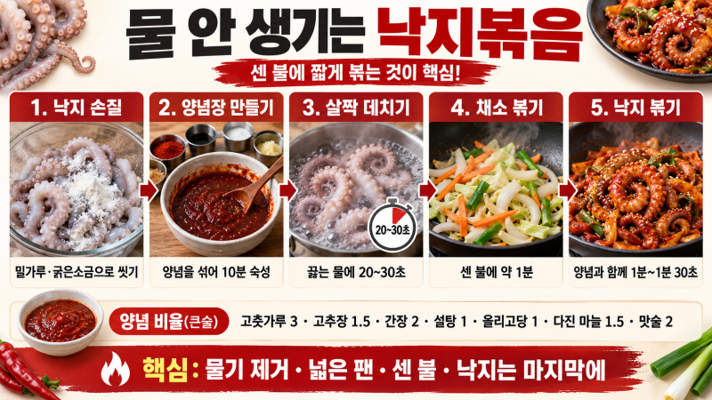 [9월 제철 요리] 낙지볶음 황금레시피!! 물 안 생기고 부드럽게 만드는 법