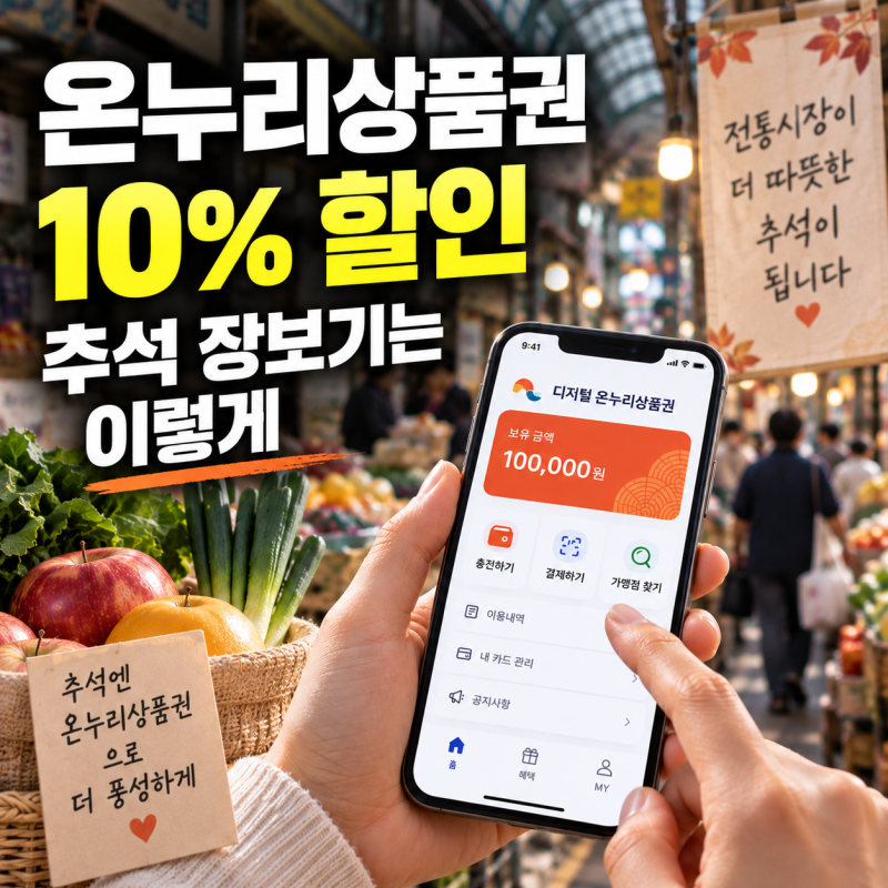 온누리상품권 어플 이용방법 총정리｜2026 추석 10% 할인·환급·충전·사용법