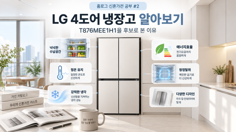 [냉장고] LG 4도어 냉장고 알아보기, T876MEE1H1을 후보로 본 이유