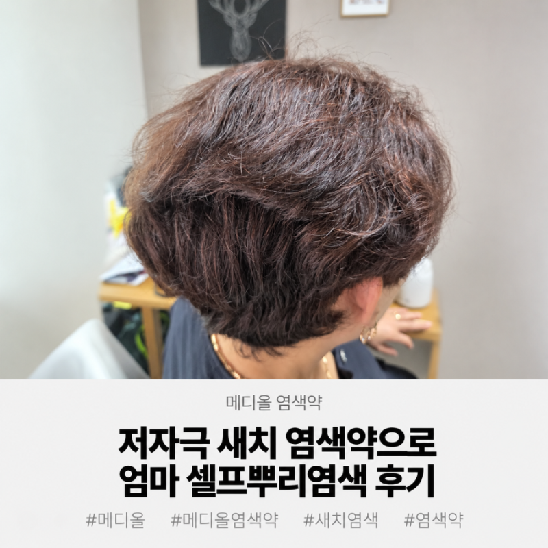 메디올 염색약 저자극 새치 염색약으로 엄마 셀프뿌리염색 후기