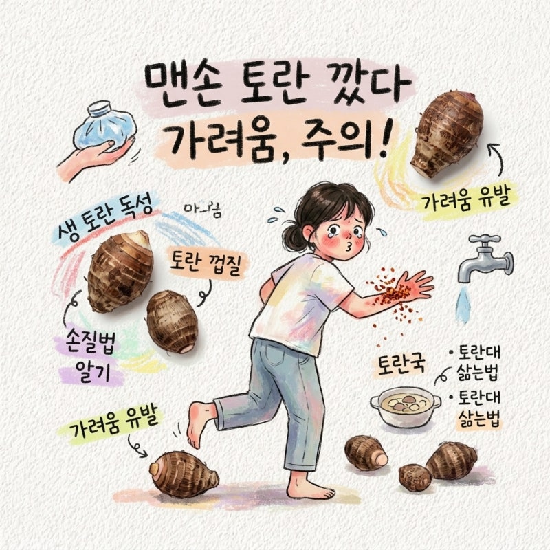 가려움 토란 손질법, 제철, 삶는법, 먹는법, 토란국, 토란대, 독성
