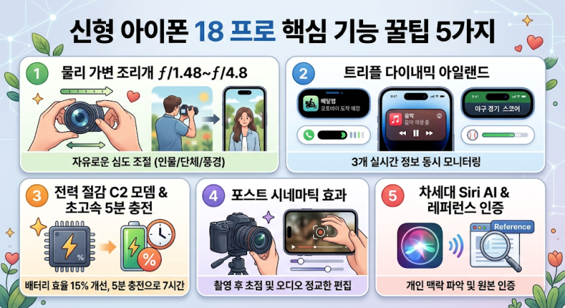 역대급 카메라와 온디바이스 AI! 신형 아이폰 18 프로 핵심 기능 꿀팁 5가지