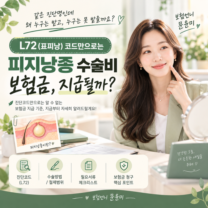 피지 낭종 수술비 보험금, L72 코드만으로 결정되지 않는 이유