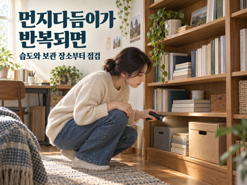 먼지다듬이가 반복해서 보이면, 습도와 보관 장소부터 점검하세요