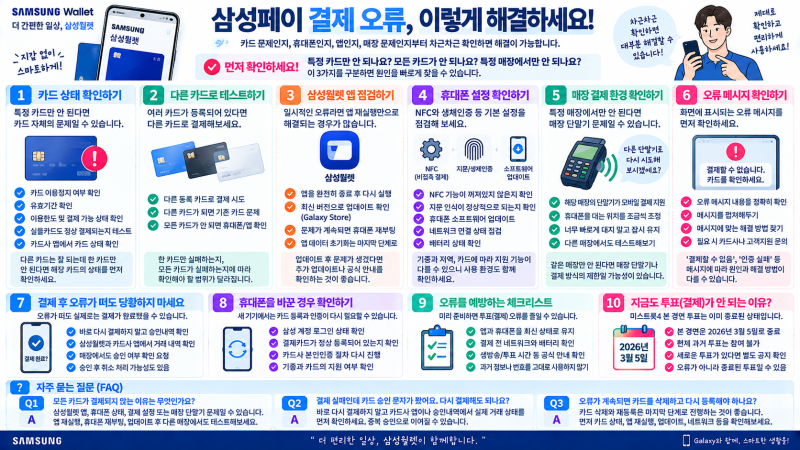 삼성페이 결제 오류 해결 방법｜결제가 안 될 때 확인할 사항