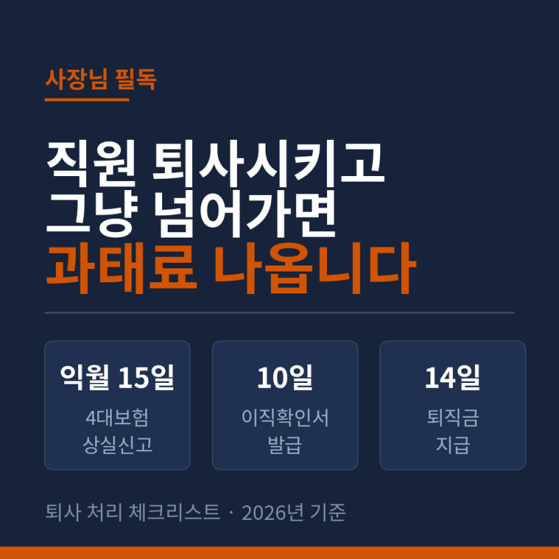 직원 퇴사 시 사장이 해야 할 3가지 (4대보험 상실신고·이직확인서·퇴직금 정산)