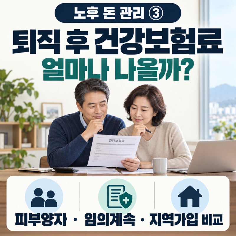 [노후 돈 관리-3편] 퇴직후 건강보험료, 얼마나 나올까? 피부양자·임의계속가입·지역가입 비....