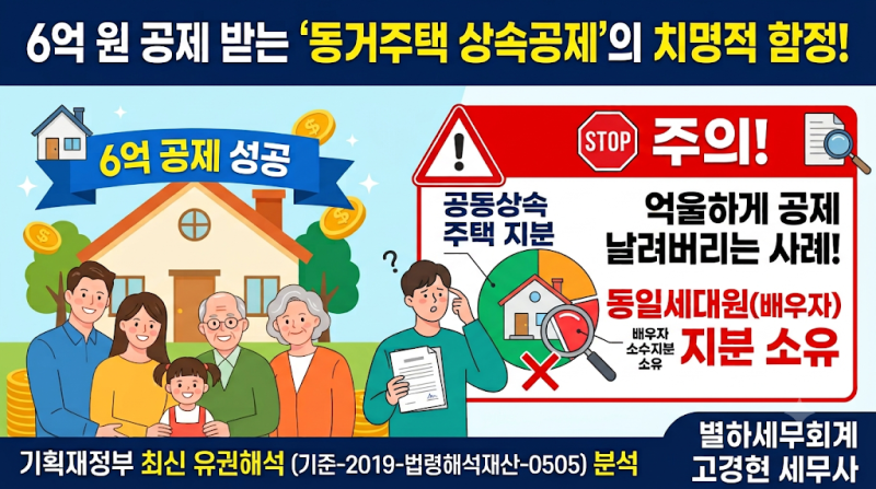 6억 원 공제받는 '동거주택 상속공제'의 치명적 함정! (배우자의 공동상속주택 지분)