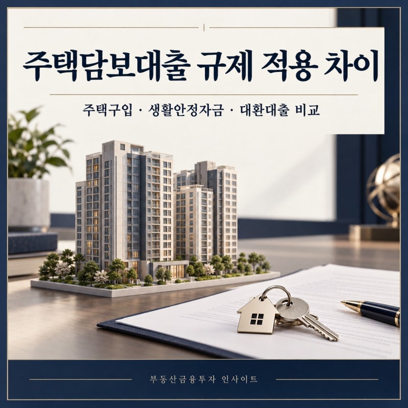 주택담보대출 규제 적용 차이｜주택구입·생활안정자금·대환대출 비교