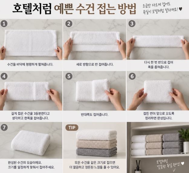 호텔처럼 수건 예쁘게 접는 방법
