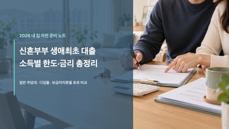 2026 신혼부부 생애최초 대출, 소득별 한도 얼마? 디딤돌·보금자리론 비교
