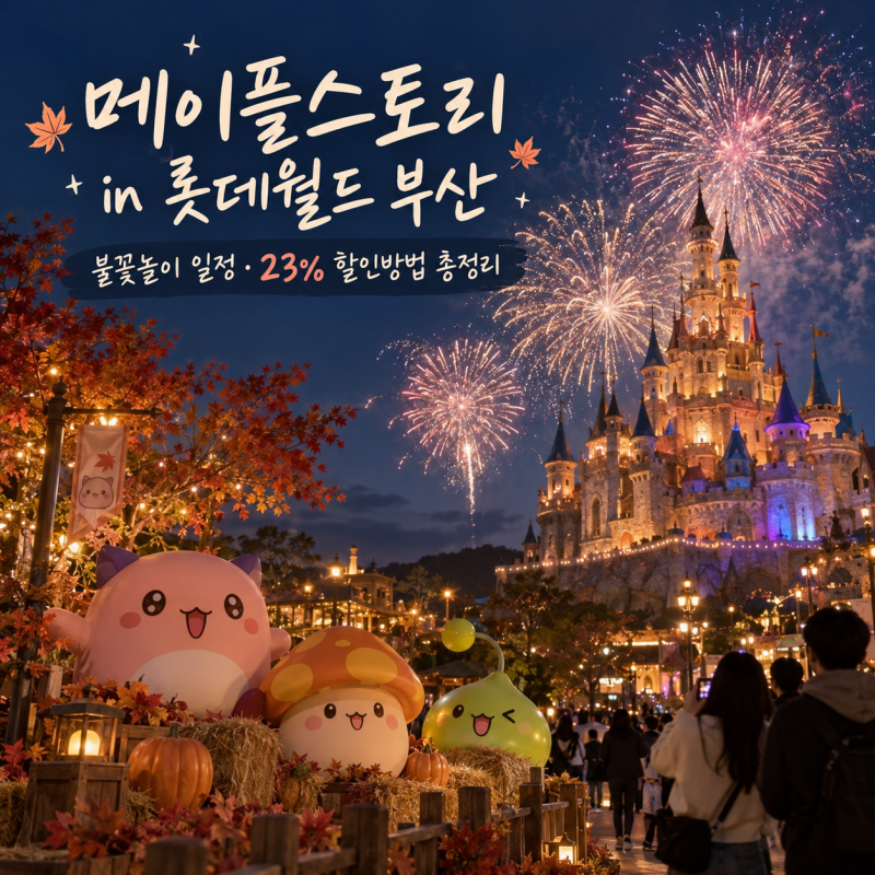 [부산 기장] 롯데월드 부산 자유이용권 할인 23% 받는 법 | 부산 메이플스토리 행사·불꽃놀이 ....