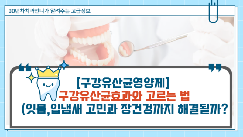 [구강유산균영양제]구강유산균 효과와 고르는 법 (잇몸·입냄새 고민과 장건강까지 해결될까....