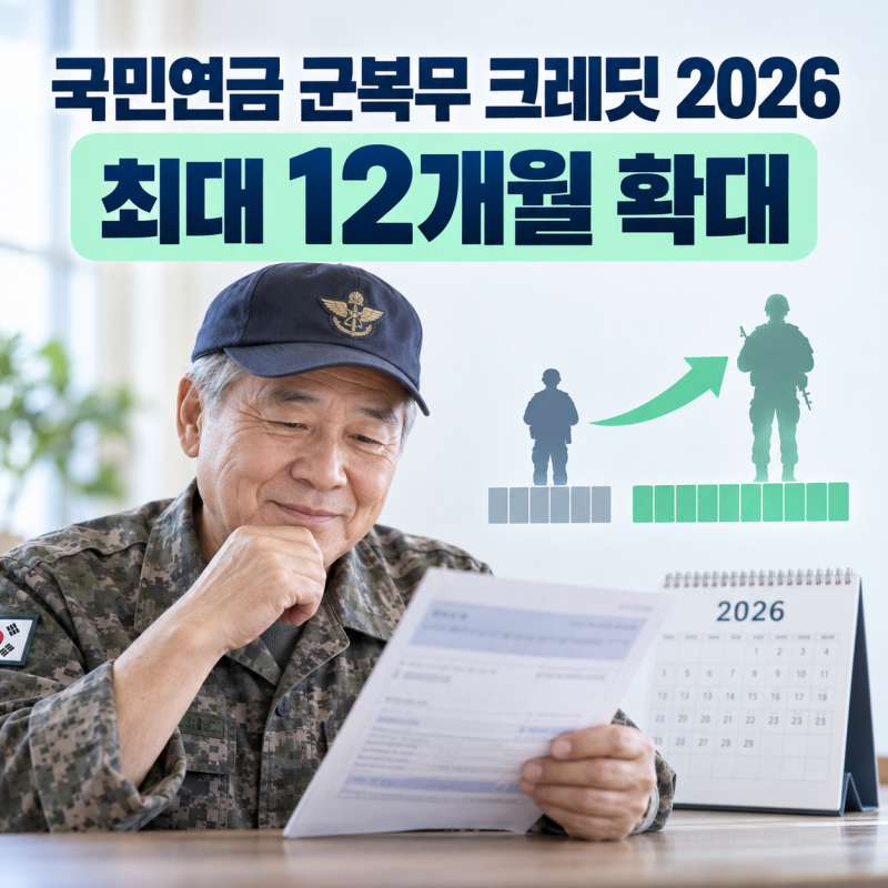 국민연금 군복무 크레딧 2026 12개월 확대 대상 신청 정리