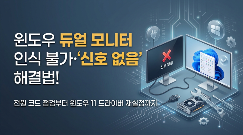 [윈도우 팁] 듀얼 모니터 인식 불가·'신호 없음' 해결법! 전원 코드 점검부터 윈도우 11 드라....