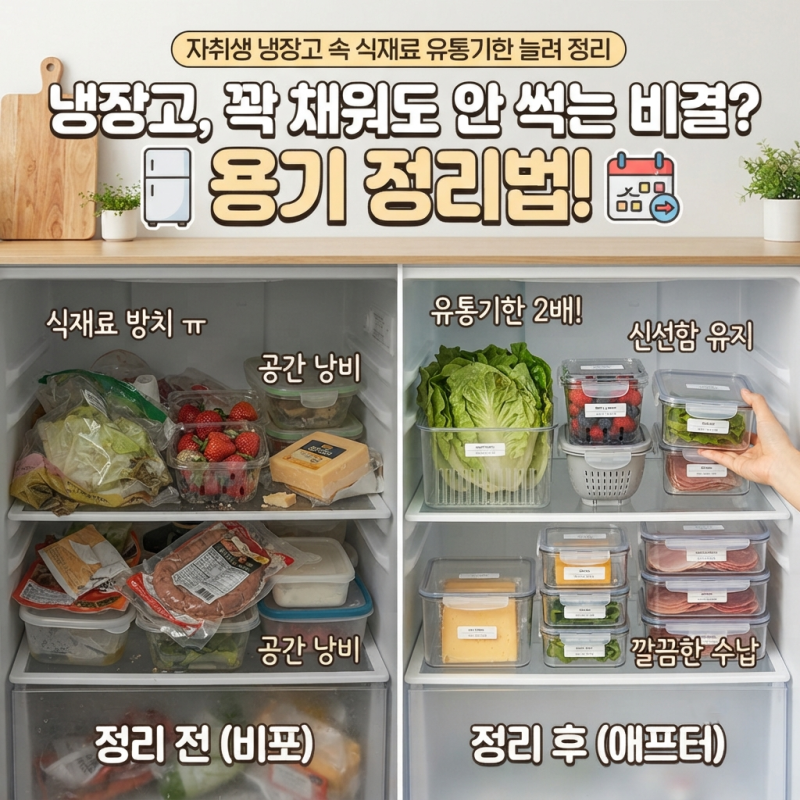 자취생 냉장고 속 식재료 유통기한 늘려주는 용기 정리 노하우