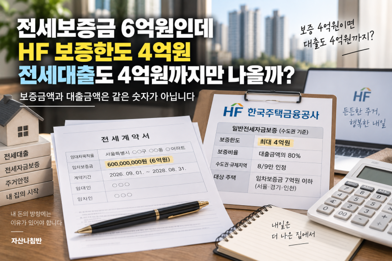 전세대출 4억4천만원 가능할까?｜HF 보증비율 80%로 계산해보니