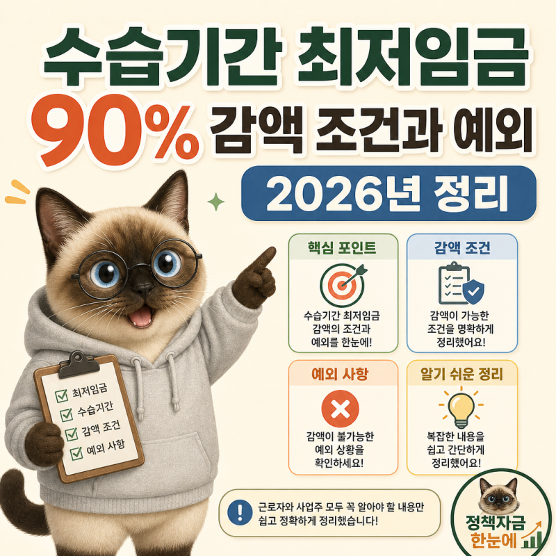수습기간 최저임금 90% 감액 조건과 예외 2026년 정리