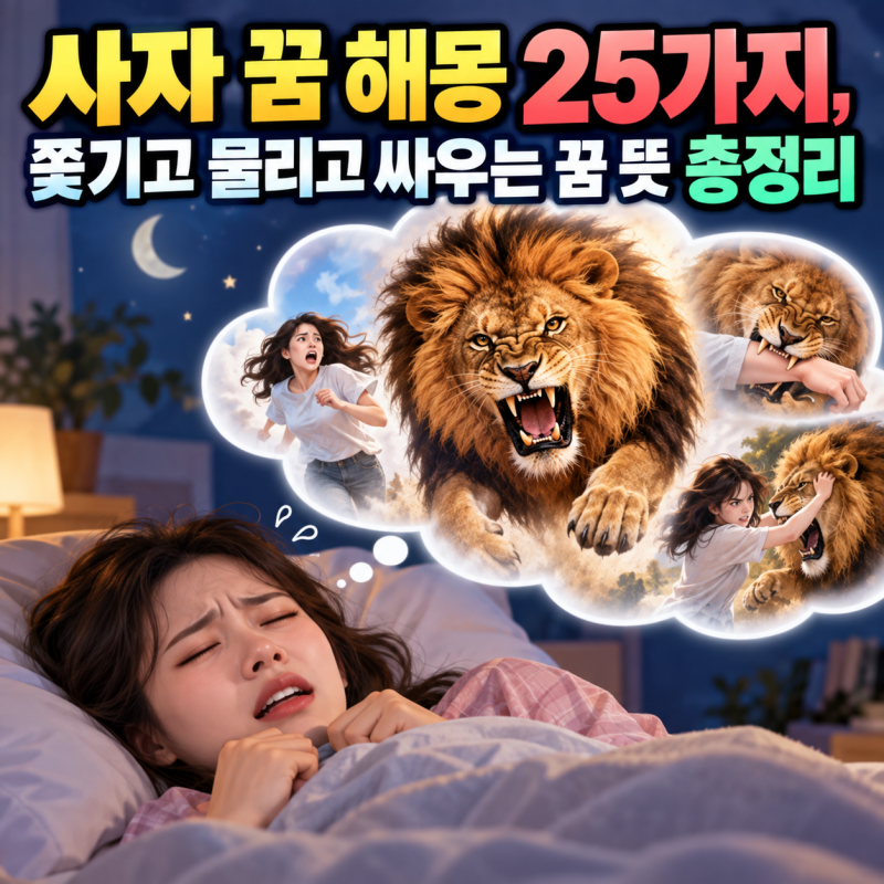 사자 꿈 해몽 25가지, 쫓기고 물리고 싸우는 꿈 뜻 총정리
