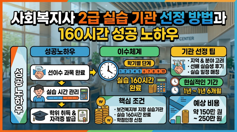 사회복지사 2급 실습 기관 선정 방법과 160시간 성공 노하우
