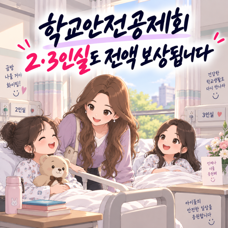 학교안전공제회 2·3인실도 전액 보상됩니다