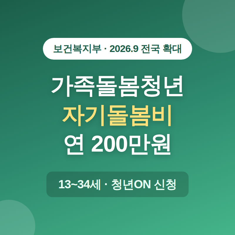 가족돌봄청년 자기돌봄비 지원사업, 9월 전국 확대로 연 200만원 받는다