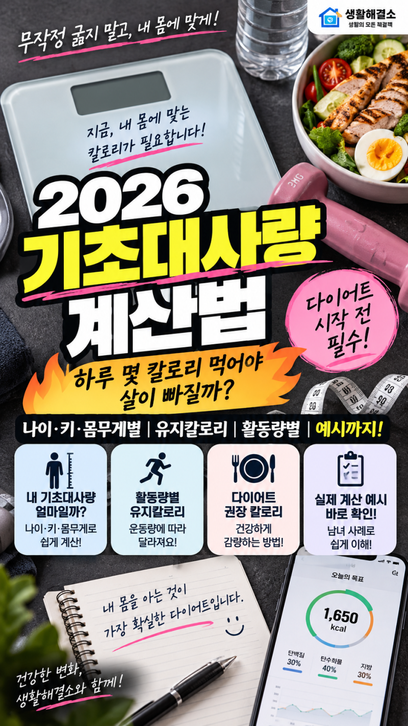 기초대사량 계산법 | 나이·키·몸무게별 하루 칼로리·유지칼로리 계산