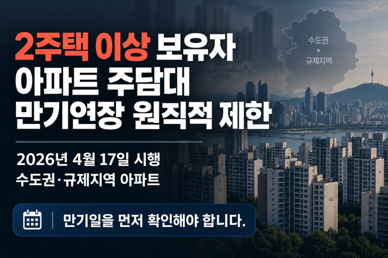 다주택자 아파트담보대출 만기연장 불가, 지금 무엇을 준비해야 할까