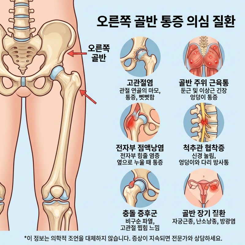 오른쪽 골반 통증, 왜 한쪽만 아플까요? 의심할 수 있는 질환과 증상별 구분법