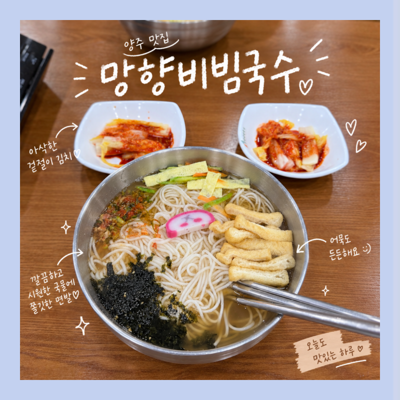 양주 송추 맛집 망향비빔국수 송추점｜잔치국수 고기만두 주차 후기