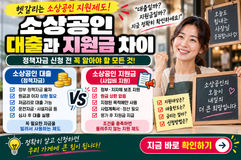 소상공인 대출과 지원금 차이｜정책자금 신청 전 꼭 알아야 할 7가지