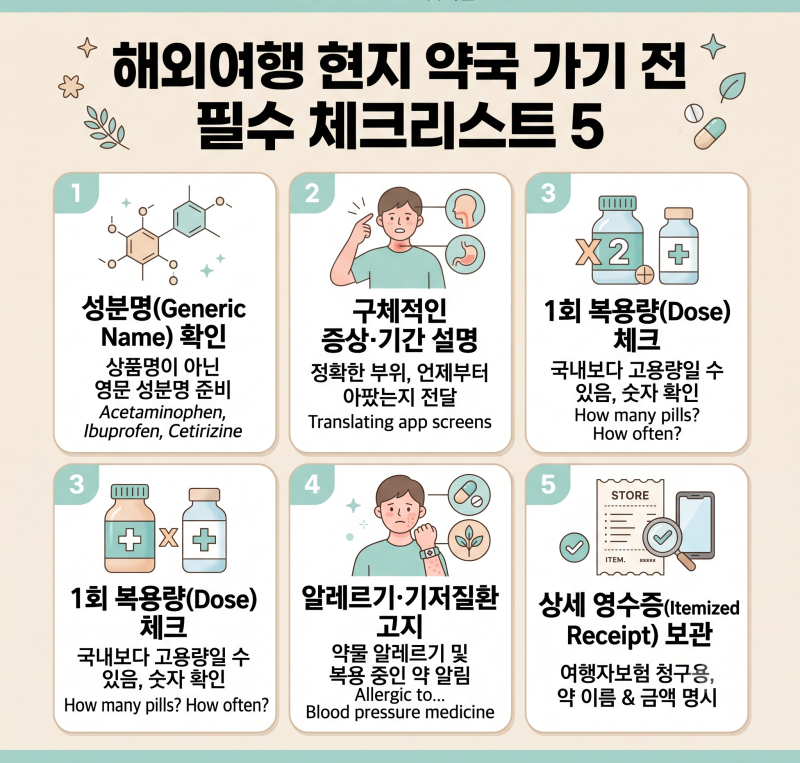 해외여행 중 아플 때 현지 약국 이용 가이드: 필수 체크리스트 5가지
