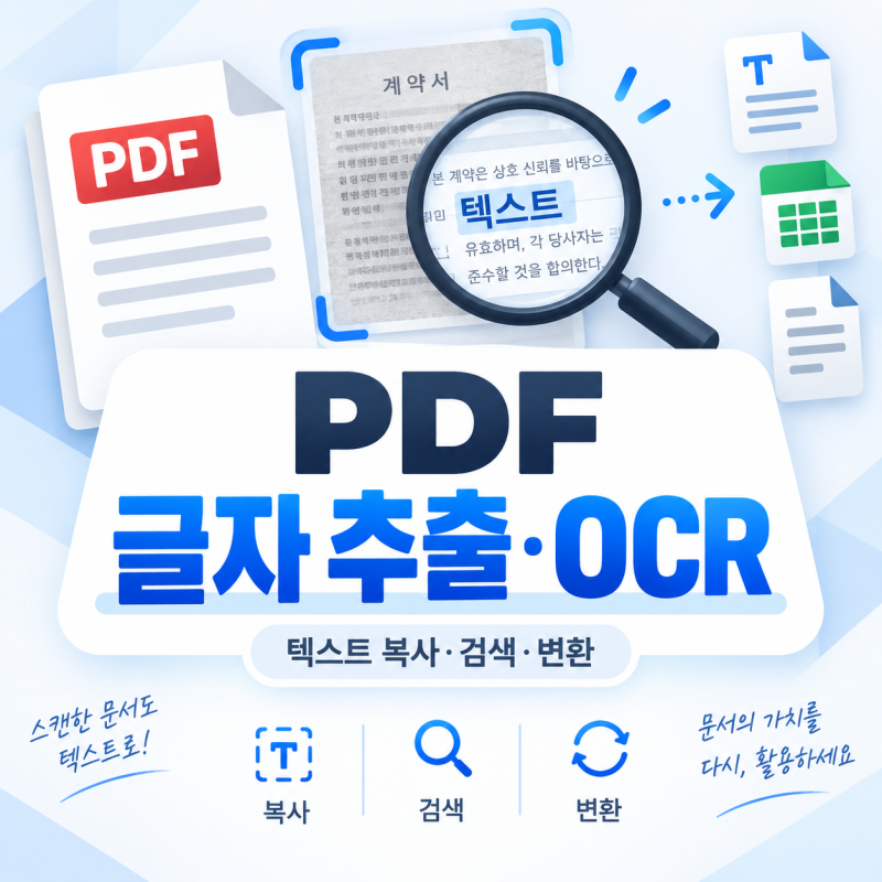 PDF 글자 추출·OCR 사용법 10가지｜스캔 PDF 텍스트 복사·검색·Word·Excel 변환 꿀팁