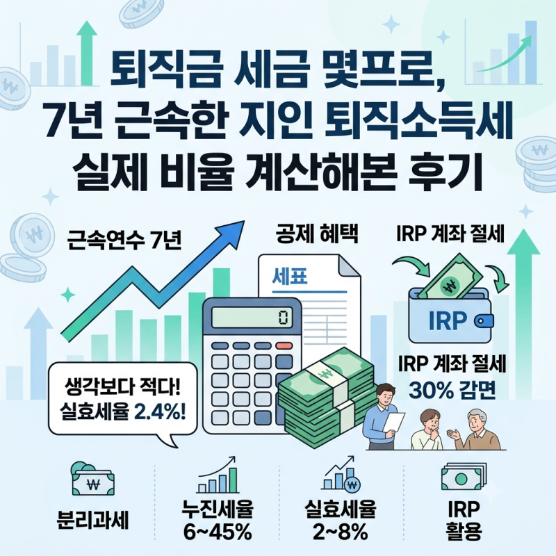 퇴직금 세금 몇프로, 7년 근속한 지인 퇴직소득세 실제 비율 계산해본 후기