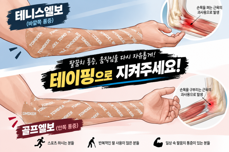 현장에서 쓰던 테이핑 방법. 골프엘보/테니스엘보 테이핑.