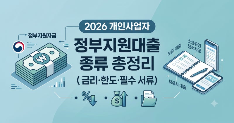 2026 개인사업자 정부지원대출 종류 총정리 (금리·한도·필수 서류)