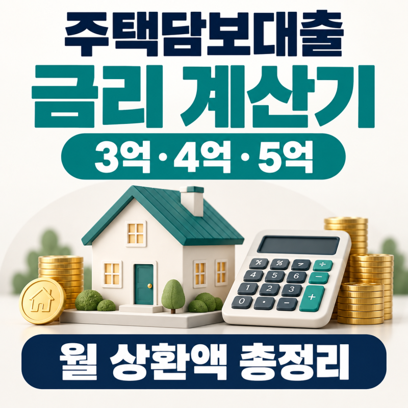 주택담보대출 금리 계산기｜3억·4억·5억 대출 시 월 상환액 총정리