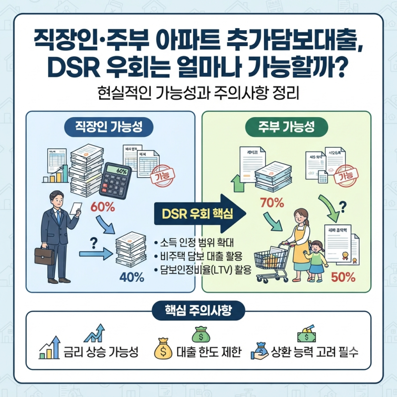 직장인·주부 아파트 추가담보대출, DSR 우회는 얼마나 가능할까?