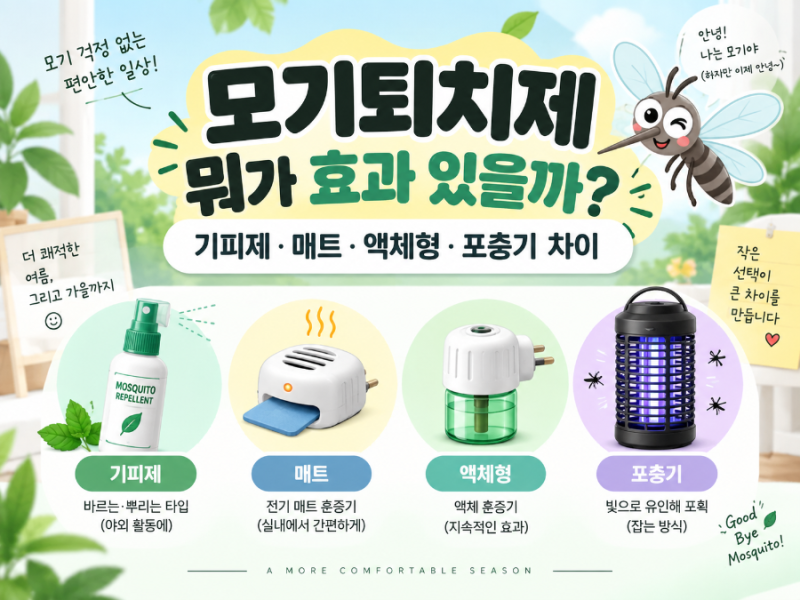 모기퇴치제 뭐가 효과 있을까?｜모기기피제·매트·액체형·포충기 차이