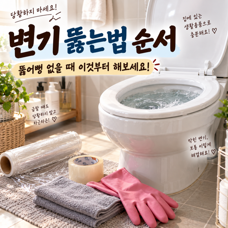 변기 뚫는법 순서, 뚫어뻥 없을때 이것부터 해보세요!