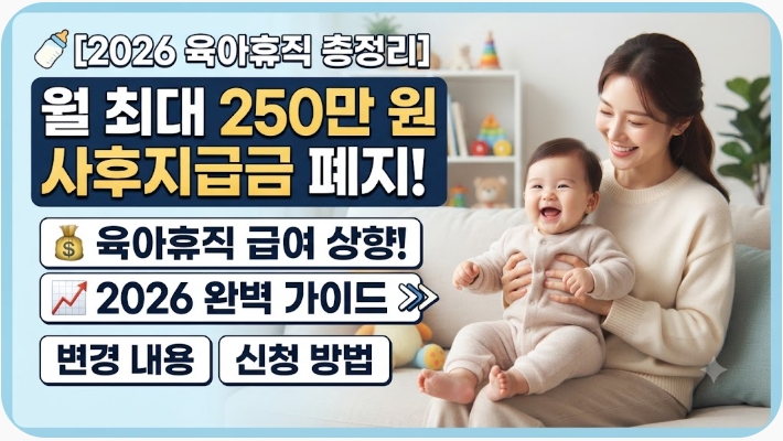 [2026 육아휴직 총정리] 월 최대 250만 원, 사후지급금 폐지! 바뀐 육아휴직 급여·기간·신청방....