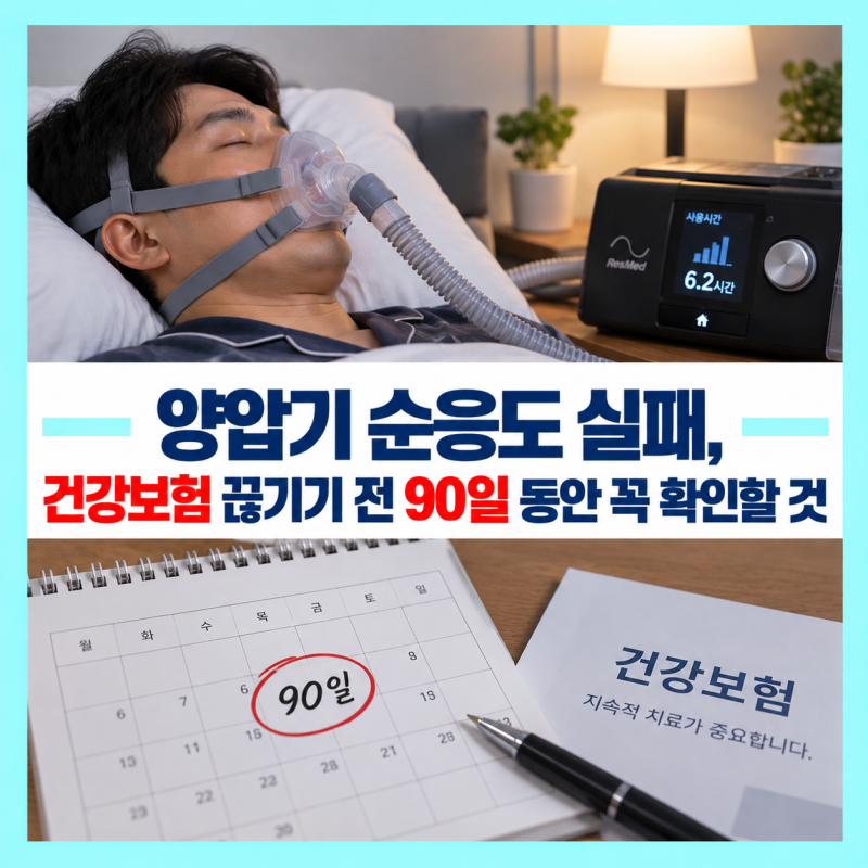 양압기 순응도 실패, 건강보험 끊기기 전 90일 동안 꼭 확인할 것