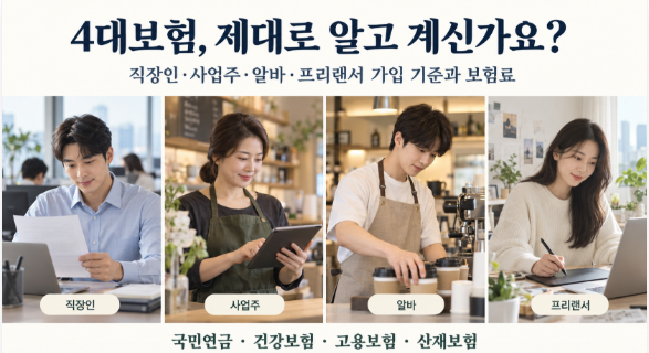 4대보험이란? 4대보험 계산기 직장인·사업주·알바·프리랜서 가입 기준과 보험료 정리